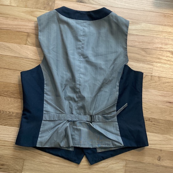 Mens Slim Fit JFerar Navy Blue and grey vest - Picture 2 of 4